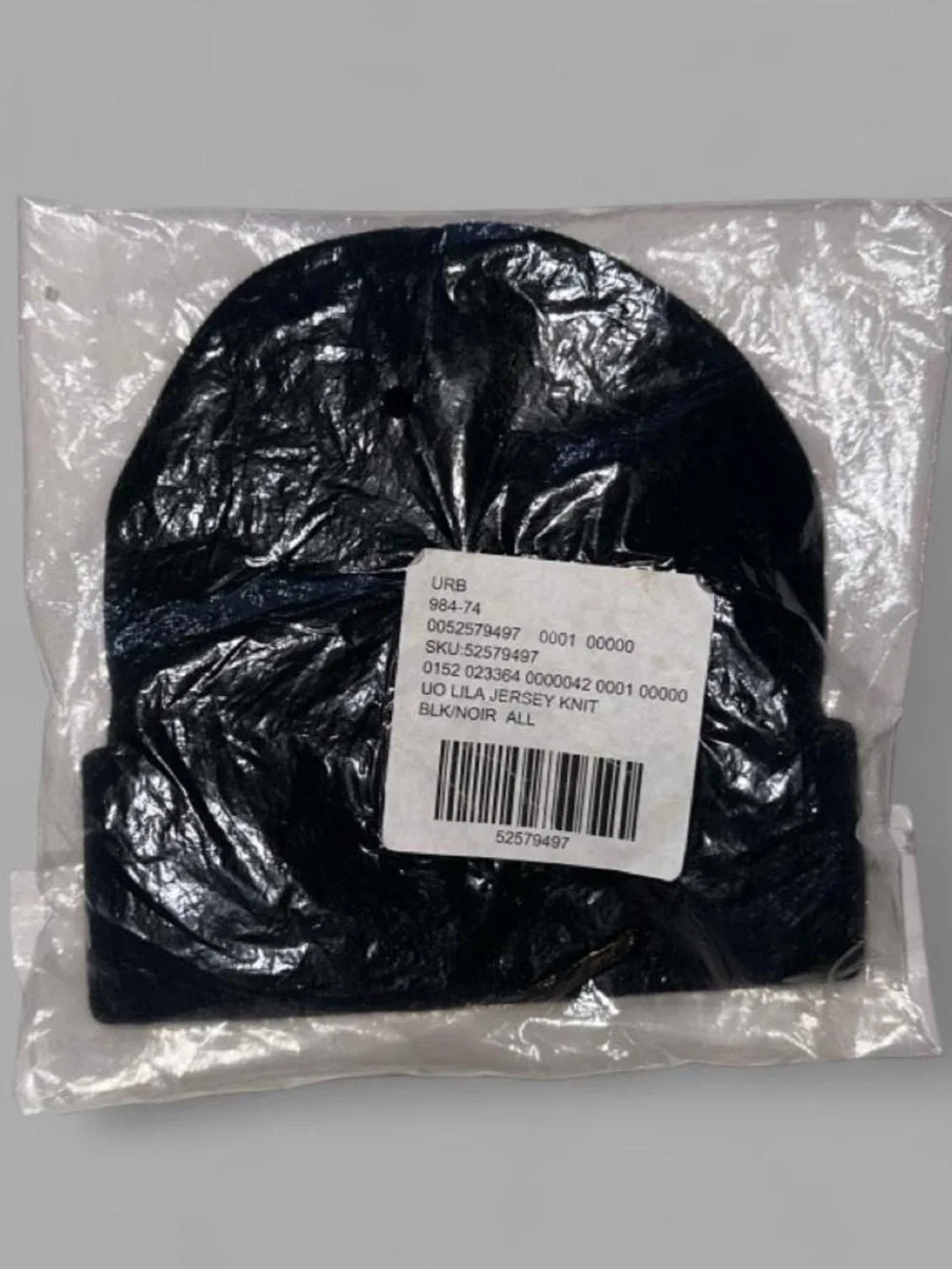 Urban Outfitters UO Lila Jersey Knit Beanie Hat Fold in Black